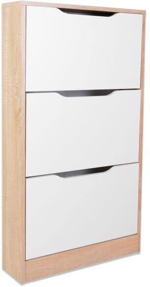 duehome Zapatero de 3 puertas abatibles 60x107,5 cm Kamik - Roble Nordico - Blanco