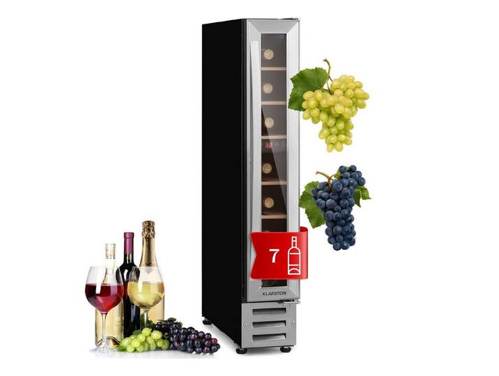 Klarstein Weinkühlschrank Vinovilla, für 7 Standardflaschen á 0,75l,Wein Flaschenkühlschrank Weintemperierschrank Weinschrank Kühlschrank