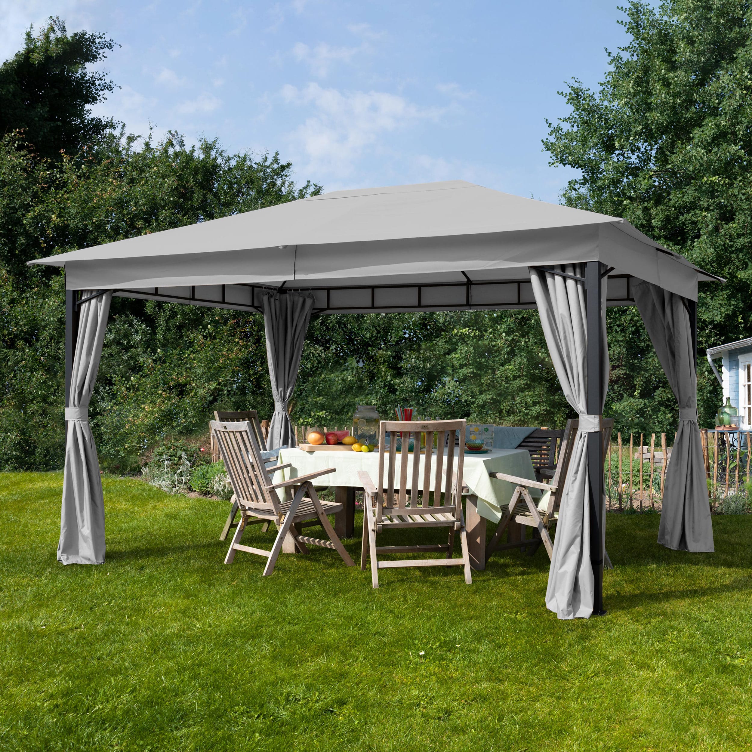 TOOLPORT 3x4 m Softtop Gartenpavillon, inkl. 4 Seitenteile, stone - (300042)
