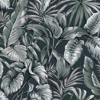 Vliestapete WOW "Exotische Blätter", grün, B:0,52m L:10m, Vlies, Tapeten, Grün - 1005x52 cm