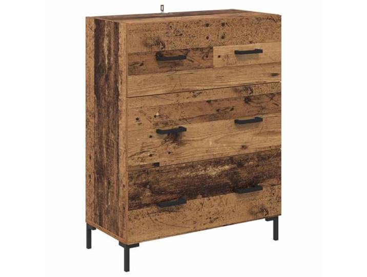 LKJephalotrope Sideboard Altholz-Optik 69,5x34x90 cm Verbundholz Eisen Kompakte Anrichte fuer Wohnzimmer und Schlafzimmer mit leisen Schubladen und stabilem Metallgestell fuer Ordnung