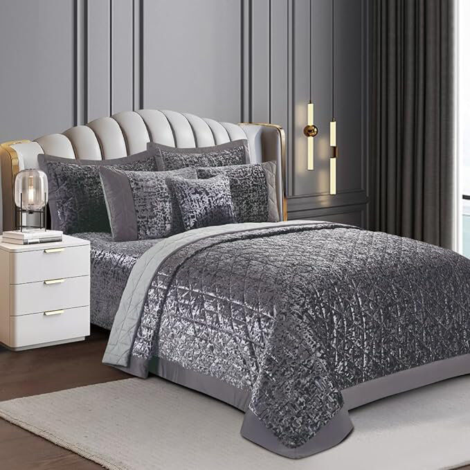 Rosdorf Park Bohara Bedspread with Pillow Shams Grey Super King Bedspread + 2 Pillow Sham
