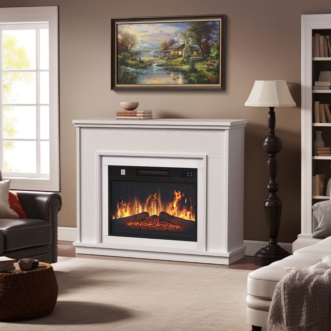 Balconera 100 cm W Electric Fireplace with 6824 BTU White 80.5cm H X 100cm W X 26cm D