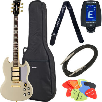 Harley Benton DC-600 VI Vintage Serie Bundle Vintage Ivory
