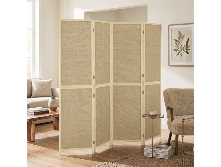 HOMCOM Paravent Bambou 4 Panneaux 180x180cm Pliable Bois Naturel