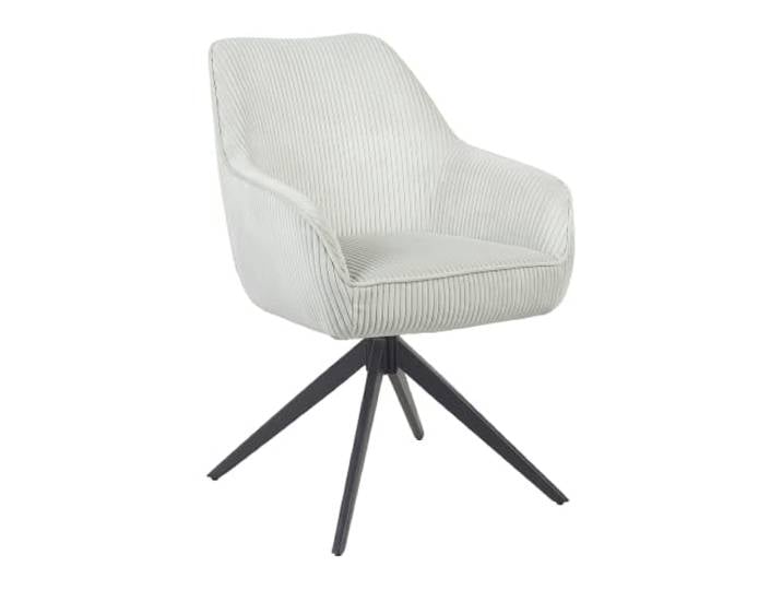 B&D home Esszimmerstuhl ARVIT drehbar, hell Grau mit Armlehnen, 360° Drehfunktion, Moderner Cordstoff, Metallgestell schwarz, komfortabel gepolstert