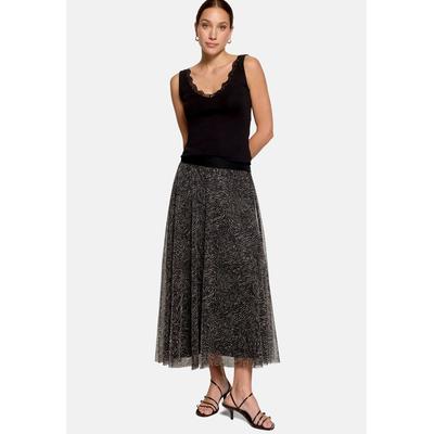 Midirock ZERO "Damen mit Muster", Damen, Gr. 36, schwarz (cream, schwarz), Tüll, Obermaterial: 100% Polyester. Futter: 65% Polyester, 35% Viskose, A-Linie lang, Röcke, Material