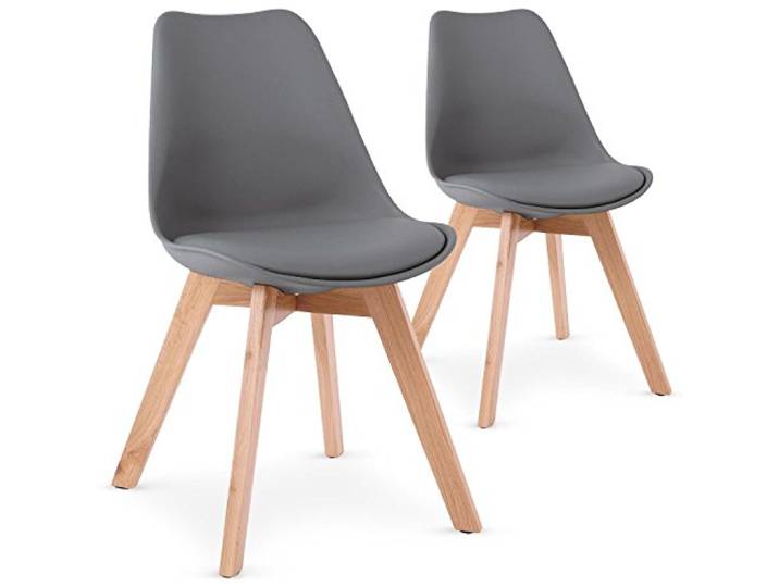 Menzzo Lot de 2 chaises Style scandinave Bovary Gris