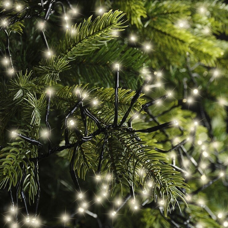 Kaemingk LED clusterverlichting buiten 120 cm 144 lampjes zwart/warm wit