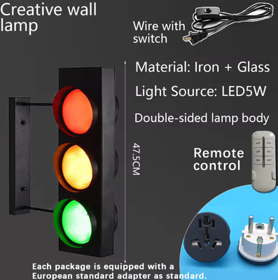 Inspire Curations Retro Industrial Traffic Light LED Wall Lamp gray 110v 230v