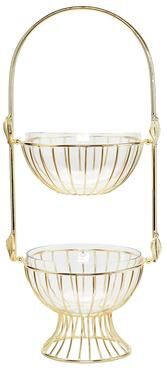 Classic Touch Gold Leaf 2 Tiered Centerpiece