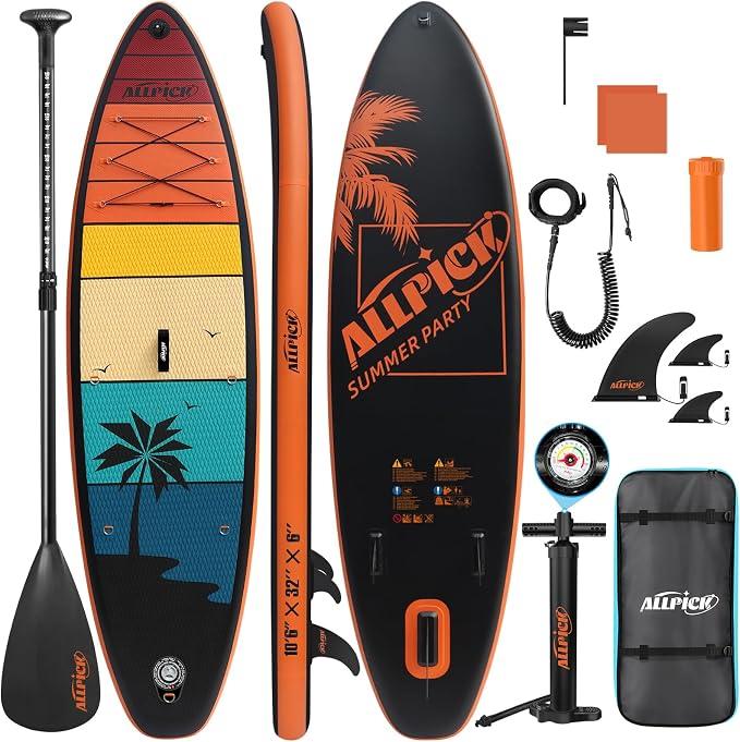 Stand Up Paddling Board Aufblasbar, SUP Board Set, 200kg | Universal Kamerahalterung, Komplettes Zubehör, Verstellbares Paddel, Anfänger, Fortgeschrittene