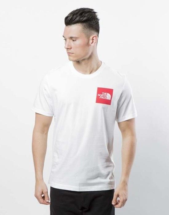 The North Face Heren Fine Short Sleeve T Shirt Wit/Rood