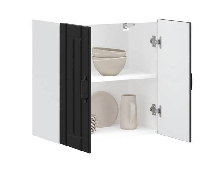 Armoire murale de cuisine Lucca noir bois d'ingénierie meuble mural de cuisine armoire pour mur de cuisine armoire 853818