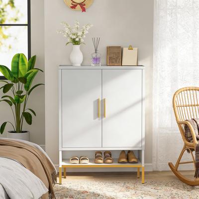 Ellis Modern 40'' Tall 7-Tier Shoe Cabinet with Adjustable Shelves and Metal Frame for Versatile Use by GDFStudio