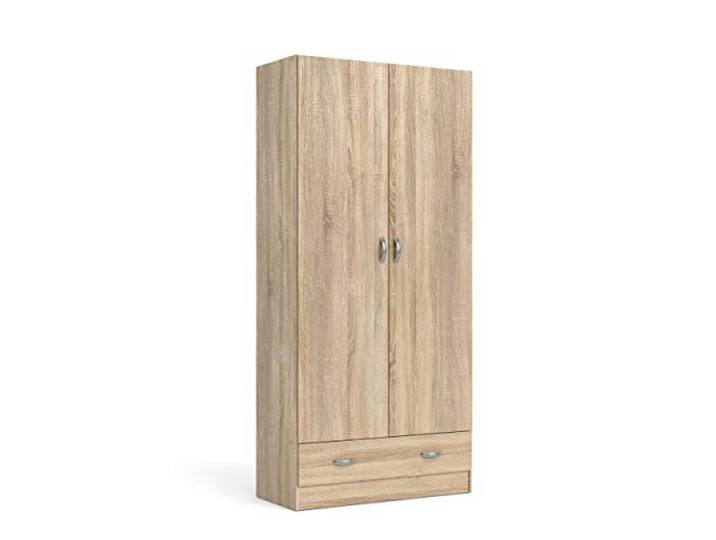 Dmora - Kleiderschrank mit zwei Türen und einer Schublade, Eichenfarbe, 79 x 35 x H171 cm