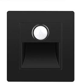 Inspire Select Smart Motion Sensor Recessed LED Stair Light Indoor Outdoor Wall Step Footlight For Hallway, Bedroom & Staircase black square