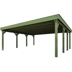 Weka Doppelcarport 609 mit Stahlblech-Trapezdachplatten Doppelcarport 609 Gr.1 (604 x 621 cm) (Holzcarport)