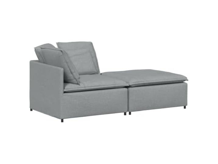 Makastle Modulares Sofa mit Fußhocker Stoff Hellgrau 200x100