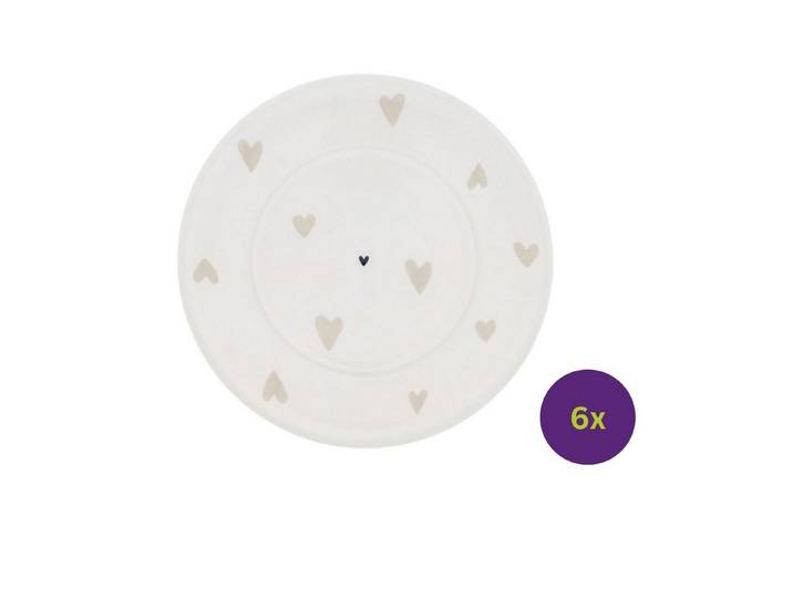Bastion Collections Untertasse Beige Titan, Spülmaschinengeeignet, Weiß, Herzen, H: cm
