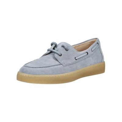 Slipper GABOR "Gabor Slipper Veloursleder", Damen, Gr. 40, blau (sky), Veloursleder, Schuhe Slipper