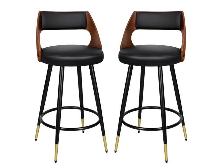 ALFORDSON Pivot 2x Tabourets de Bar Morgan Cuisine Bois Salle à Manger Chaise Noir