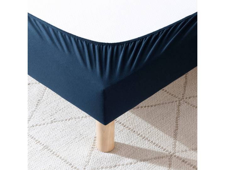 Cache-sommier coton jersey bleu marine 90x190/200