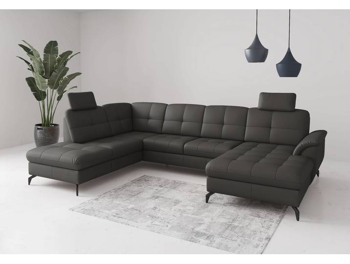Wohnlandschaft SIT & MORE Zora , anthrazit, T:212cm, Sofas, Wohnlandschaft