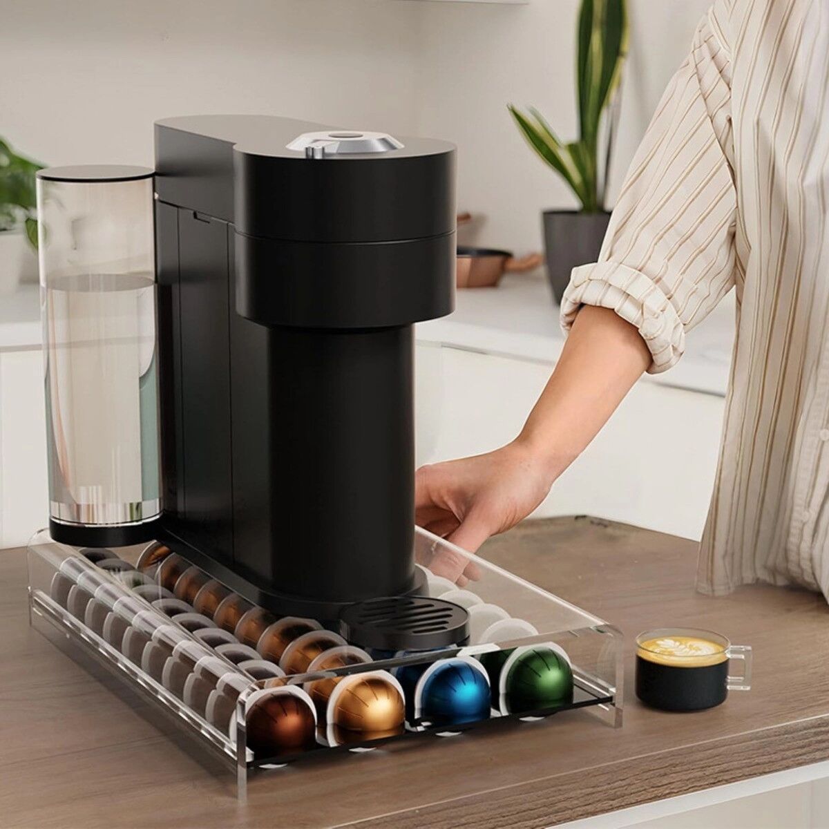 INF Transparenter Acryl-Kaffeekapselhalter für Nespresso Vertuo – Fassungsvermögen 40 Kapseln