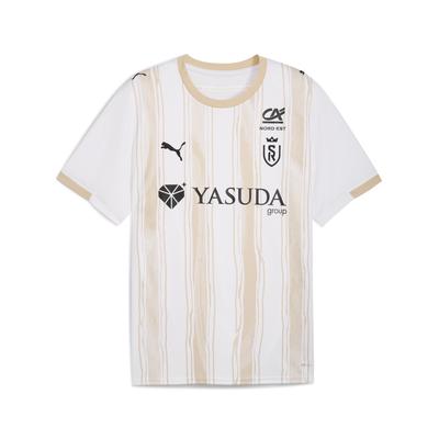Trainingsshirt PUMA "Stade de Reims 25/26 Auswärtstrikot Jugendliche", Kinder, Gr. 140, weiß granola, 100% Polyester, regular fit, Shirts