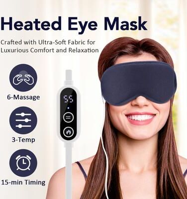 StayWell 3D Hot Compress Electric Steam Eye Mask, Level Constant Temperature, Smart Timing Sleep Shading Massage Eye Mask Relief blue