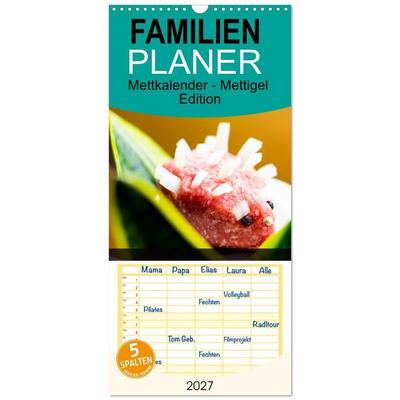 Familienplaner 2027 - Mettkalender - Mettigel Edition mit 5 Spalten (Wandkalender, 21 x 45 cm) CALVENDO