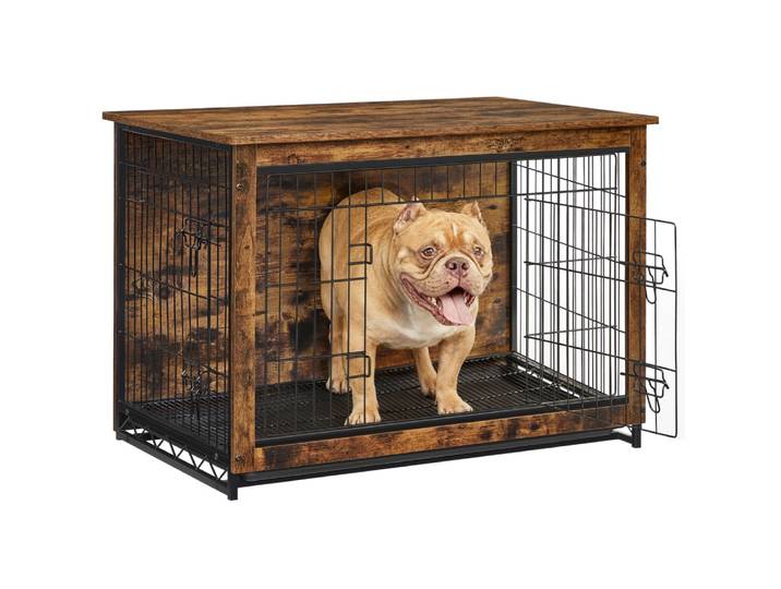 Niche pour chien avec plateau amovible double porte 32 kg marron