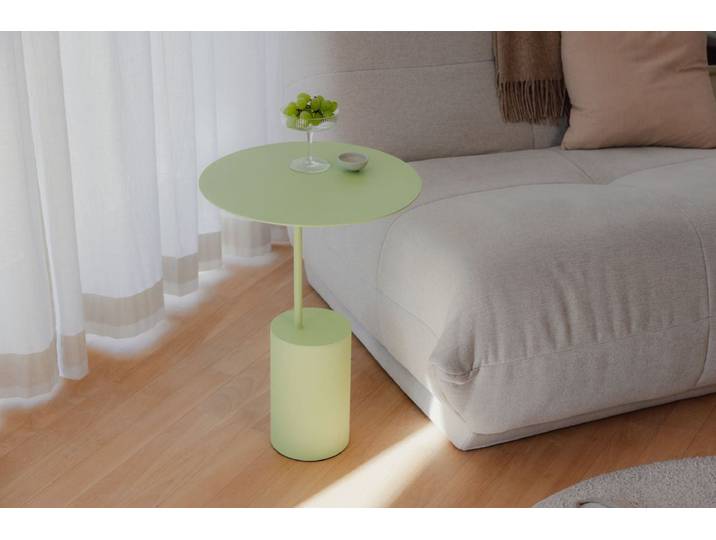 Couchtisch-Beistelltisch Ciro – Edelstahl-Design für Indoor & Outdoor - Matcha Latte - Luxusbetten24