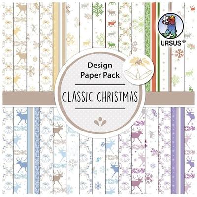 URSUS Spezialpapiere Design Paper Pack Classic Christmas, 30 Blatt