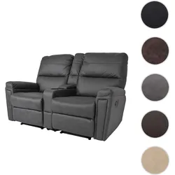 2er Kinosessel HWC-K17, Relaxsessel Fernsehsessel Sofa, Nosagfederung Getränkehalter Fach ~ Stoff/Textil dunkelgrau