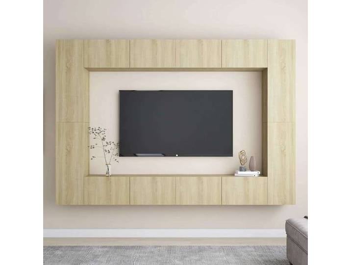 Ensemble Meuble TV 8 Pièces Chêne Sonoma Bois Ingénierie Console Rangement Modulable Salon