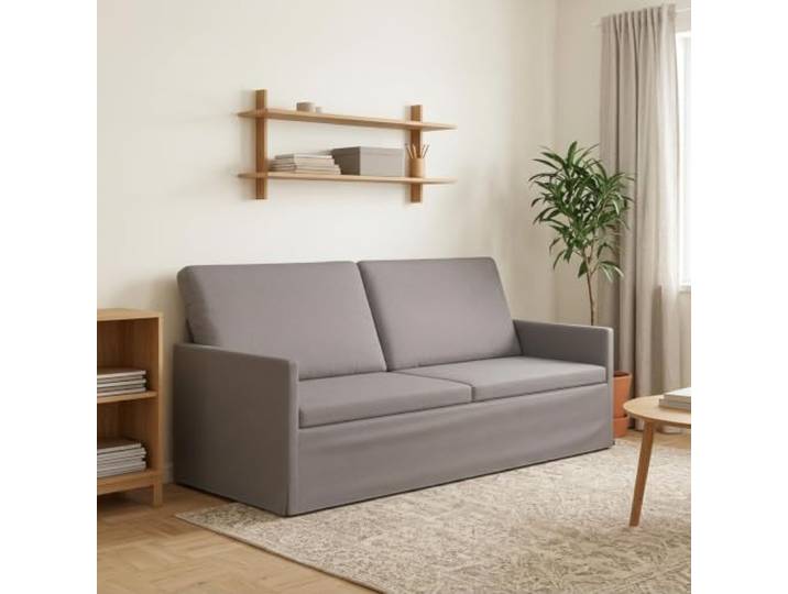 3-Sitzer Sofa Taupe 190 x 81 x 82 cm Stoff Kissenrücken-Design,schlanker Metallrahmen,plüschige Schaumstoffpolsterung,unterstützende Armlehnen,100% Polyester