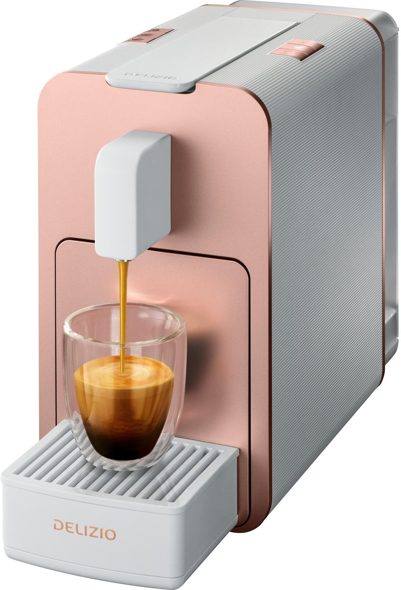 Kapselmaschine "Delizio Viva elegante Rosegold/Weiss", Energieeffizienz: A++, gold (goldfarben, weiß), B:13cm H:23,3cm T:33cm, Kaffeemaschinen, Kapselmaschine goldfarben, weiß Einheitsgröße