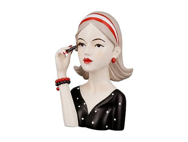 GILDE Dekofigur Frau Lady mit Wimperntusche Kunstharz schwarz 26 cm