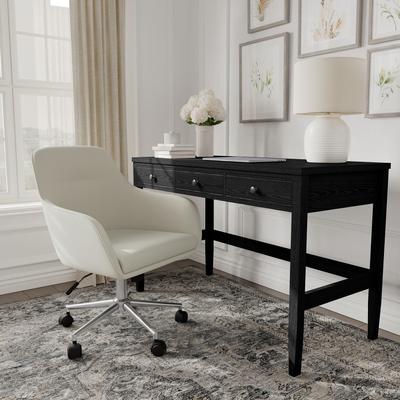 Martha Stewart Rayna Upholstered Swivel Office Chair with Metal Frame