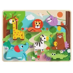 Tooky Toy: Leicht greifbares Holzpuzzle – Tiere