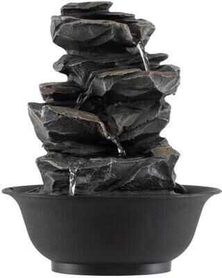 Costway Tabletop Water Fountain with LED Light Indoor Desktop Cascading Water Feature