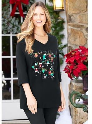 Plus Size Women's Wit & Whimsy Tees by Catherines in Black Motif Clothesline (Size 5X)