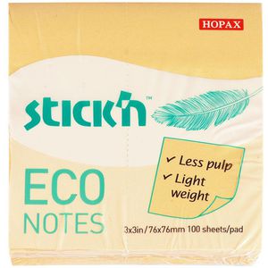 Stickn Haftnotizen ECO Notes, gelb, 76 x 76mm, selbstklebend,100 Blatt