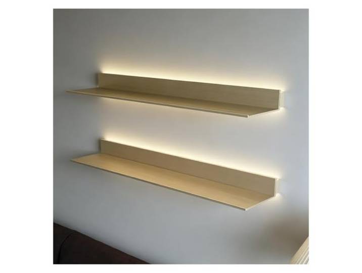 L-förmige, wandmontierte Wandregale aus Aluminium mit LED-Beleuchtung LED-Wandregal, robustes, beleuchtetes Ausstellungsregal aus Aluminiumlegierung, Montage mit und ohne Bohren möglich