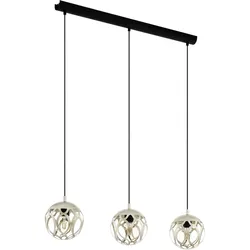 EGLO, Pendelleuchte, Pendelleuchte MIRTAZZA 3x E27, Schwarz/Champagner (E27)