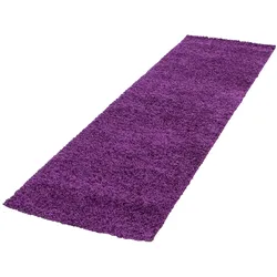 Teppich Hochflor Unifarben Polypropylen Wohnzimmer Shaggy Violett Läufer 80x250 | Kadima Design