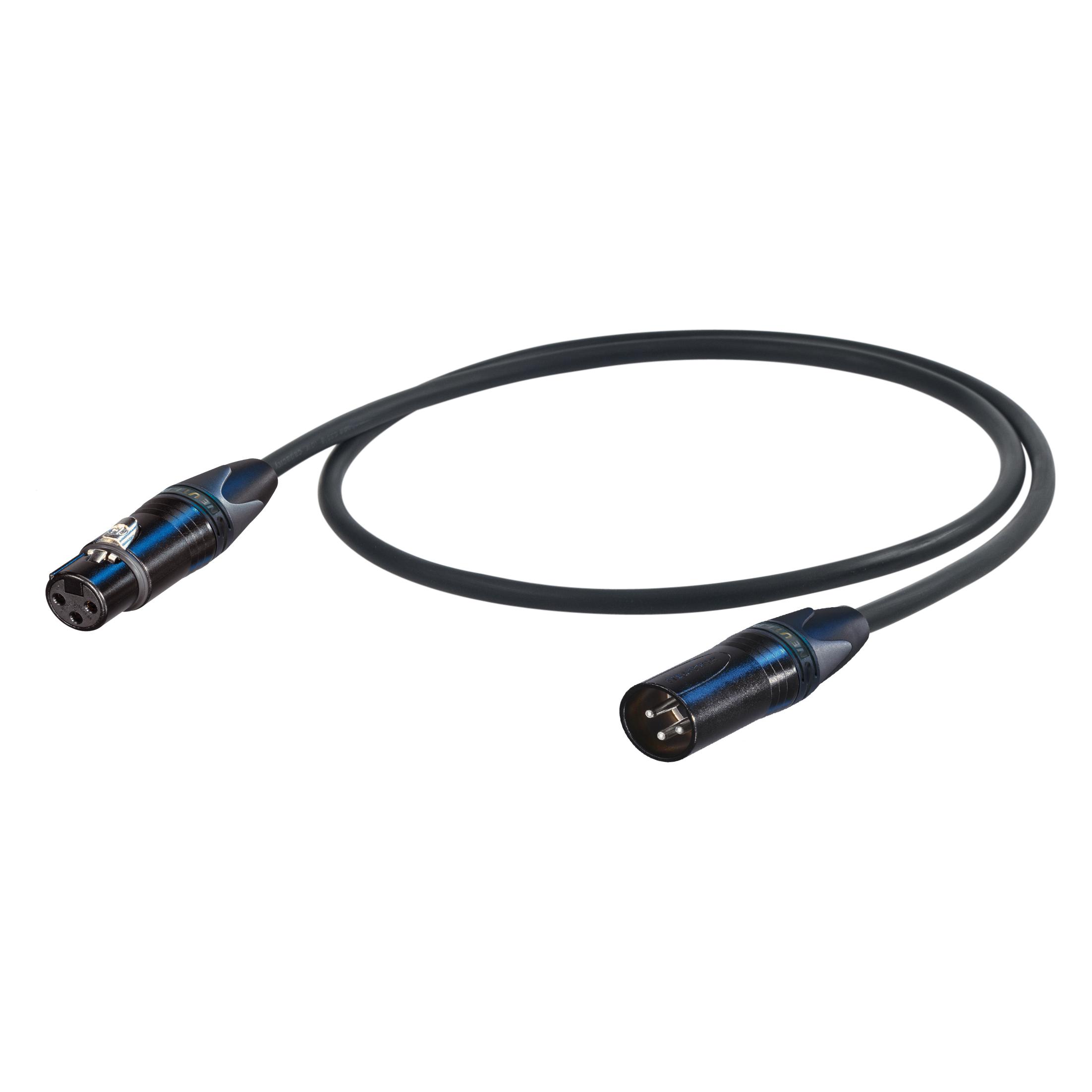 Proel ammattitason mikrofonijohto,, musta (1 m, XLR Kabel) (PRESO215LU01G)