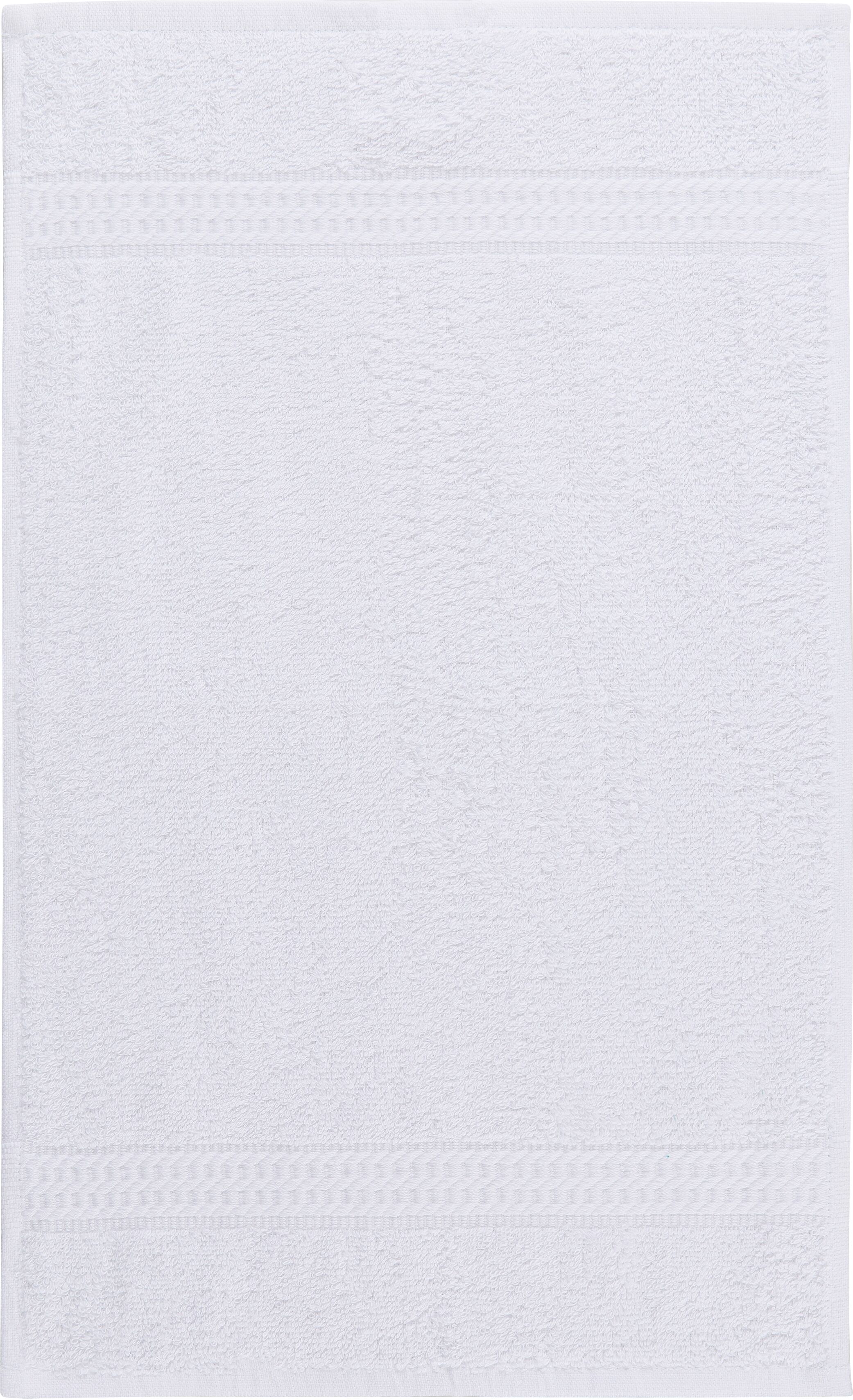 Gaestehandtuecher GOODPRODUCT "Juna, als Set und Serie erhältlich, 6 Gästetücher, 30x50cm", weiss (weiß), B:30cm L:50cm, Walkfrottee, Obermaterial: 100% Baumwolle, Handtücher, Gaestehandtuecher, 100% Baumwolle, mit Bordüre, Uni-Farben, weich weiß B/L: 30c
